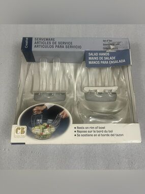 Creative Bath Salad Hands Serveware Set Clear Acrylic Rim Rest Vintage Gag 2002